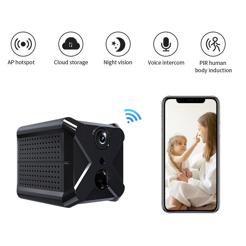 1080P HD Home Security Camera with Night Vision, Motion Sensor, and Alarm