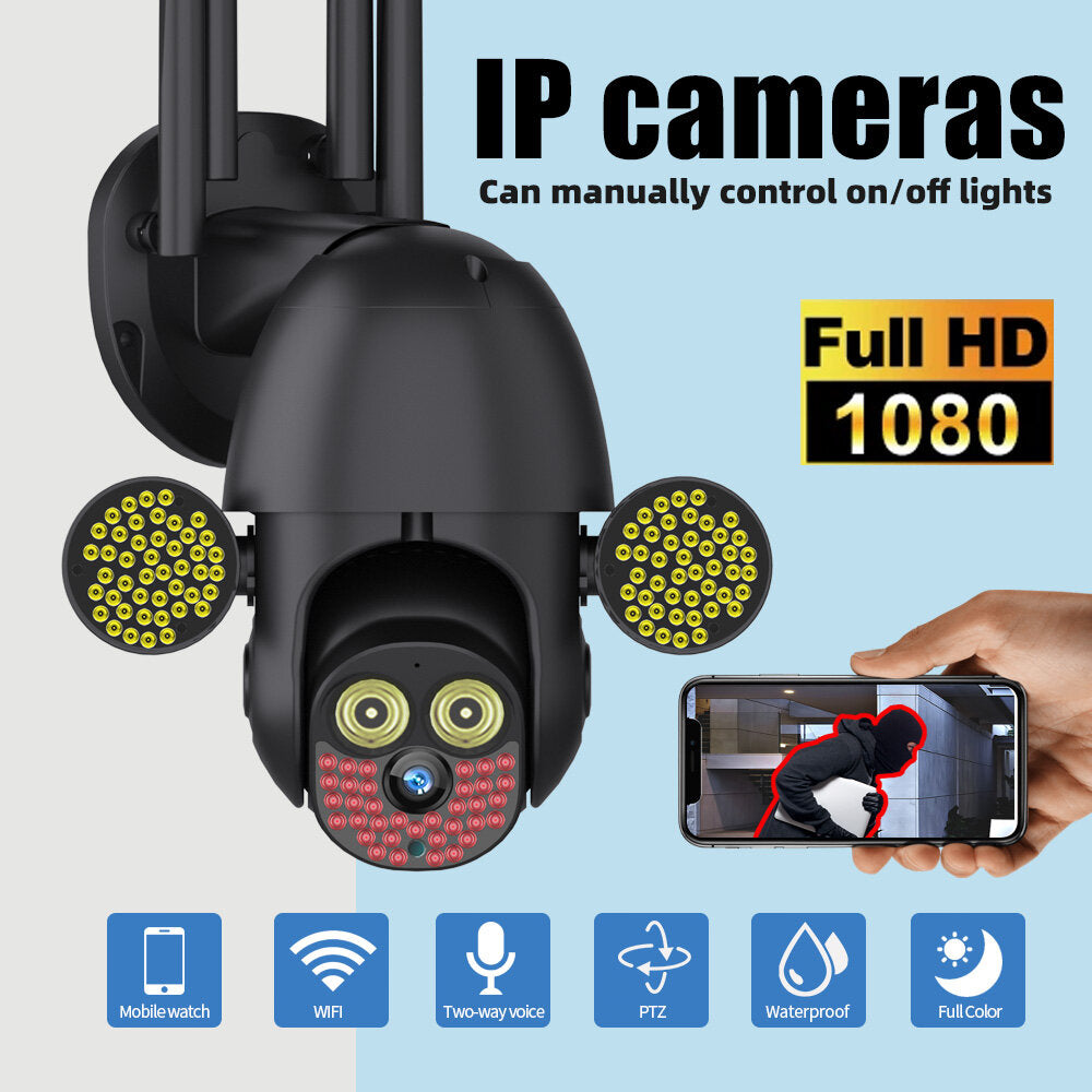 127 LED 1080P 2MP IP Camera Outdoor Wireless Wifi Security Waterproof 360 Pan Tilt Zoom IR Two-Way Radio CCTV Surveillance