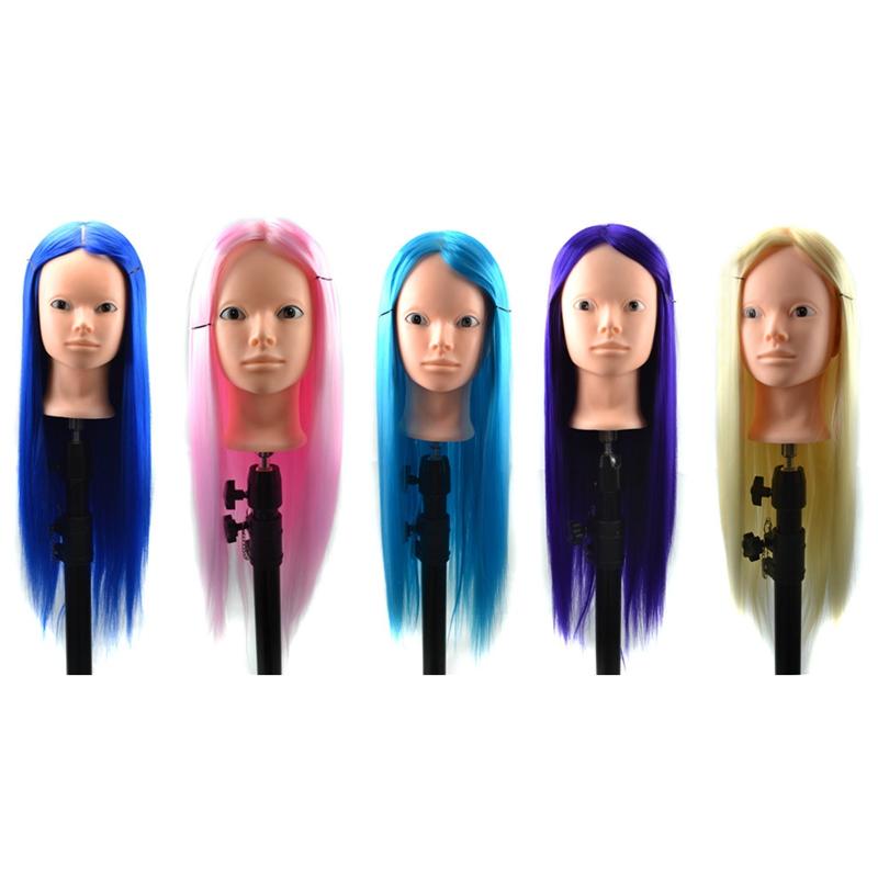 High-Temperature Fiber Hair Training Mannequin Head with Clamp for Salon Braiding Practice