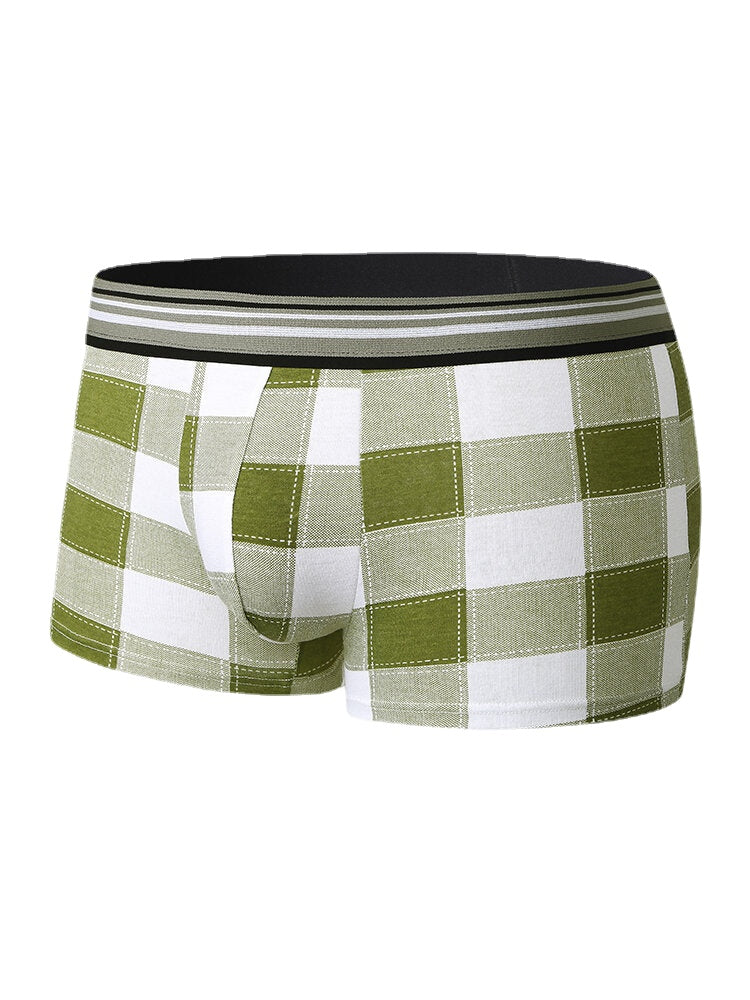 Atmungsaktive Boxershorts für Herren aus Baumwolle mit mittelhohem Bund und Karomuster