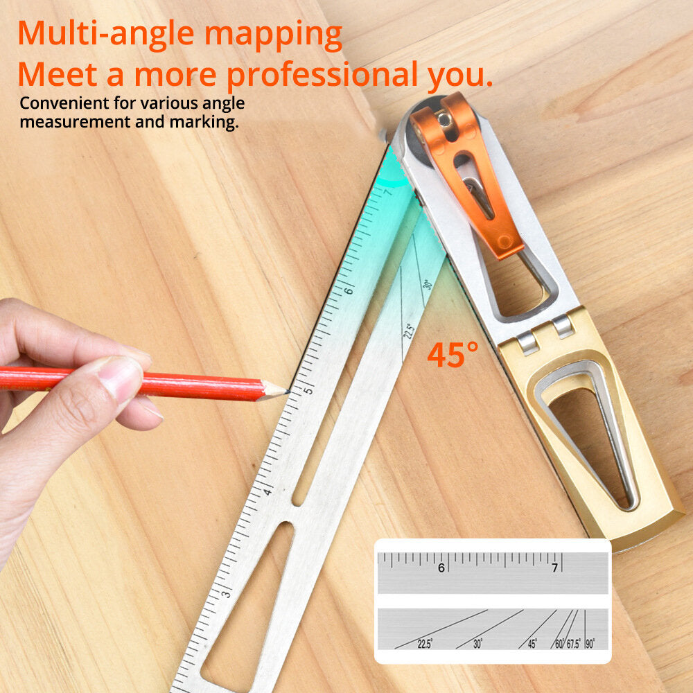Precision Woodworking Jig Guide with 6:1 & 8:1 Slopes, T-Bevel & Angle Finder Ruler