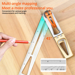 Precision Woodworking Jig Guide with 6:1 & 8:1 Slopes, T-Bevel & Angle Finder Ruler