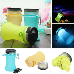 550ml Collapsible Silicone Waterproof Sport Water Bottle with Solar LED Camping Lantern and Solar Charger