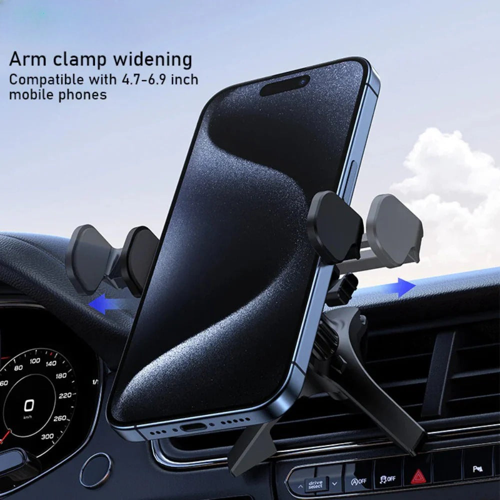 Mini Black Car Phone Holder Air Vent | Fits 4.7-6.9" Mobiles | 360 Degree Mount Stand