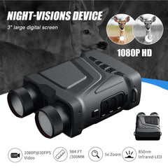 5x Digital Zoom Infrared Night Vision Binoculars 1080p, 300m Range for Outdoor Camping