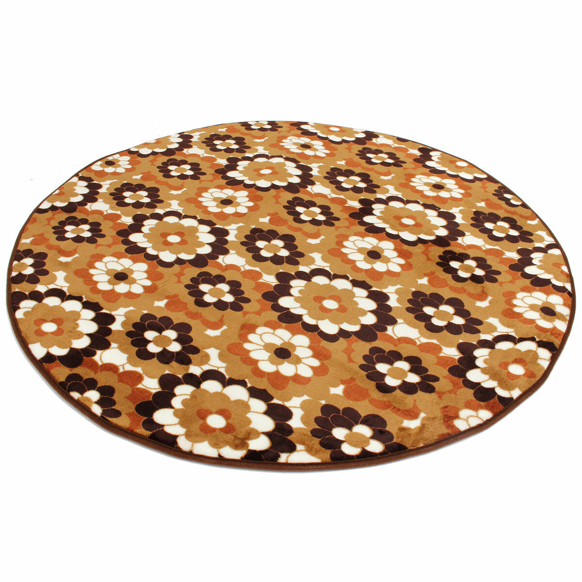 100x100cm Coral Velvet Absorbent Bathroom Mat - Anti-Slip Round Rug for Door Sill