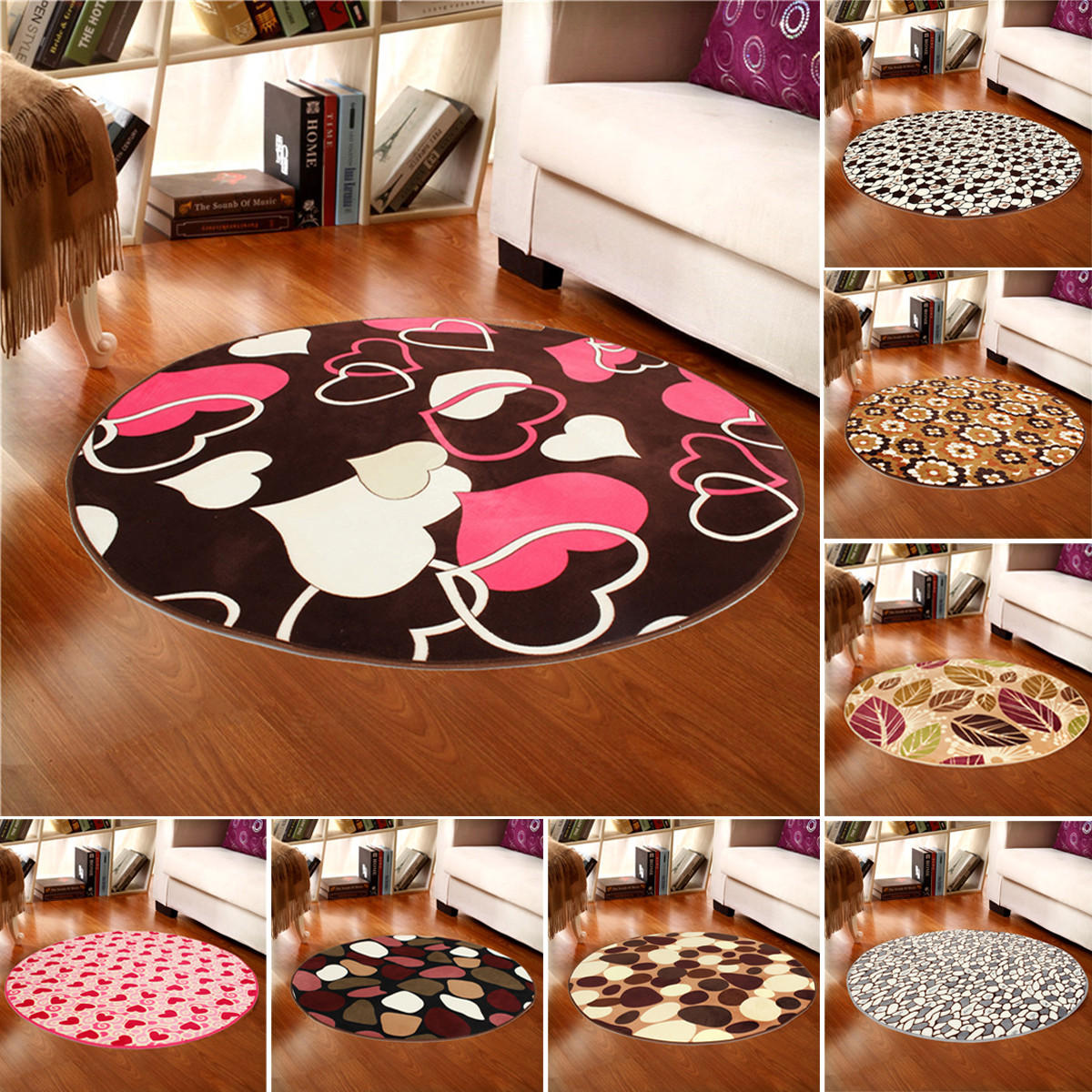 100x100cm Coral Velvet Absorbent Bathroom Mat - Anti-Slip Round Rug for Door Sill