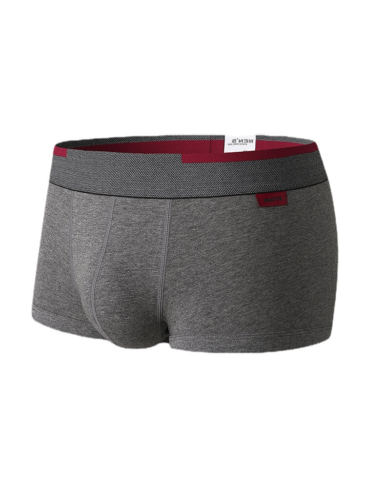 Atmungsaktive Baumwoll-Boxershorts für Herren mit antibakteriellem Beutel und kontrastierendem Bund