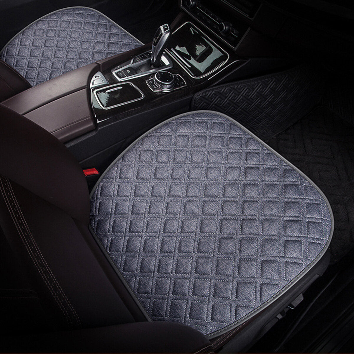 4 Colors Universal Plush Anti-Slip Car Seat Cushion Cover - Front & Rear, Autumn Winter Lattice Chair Pad