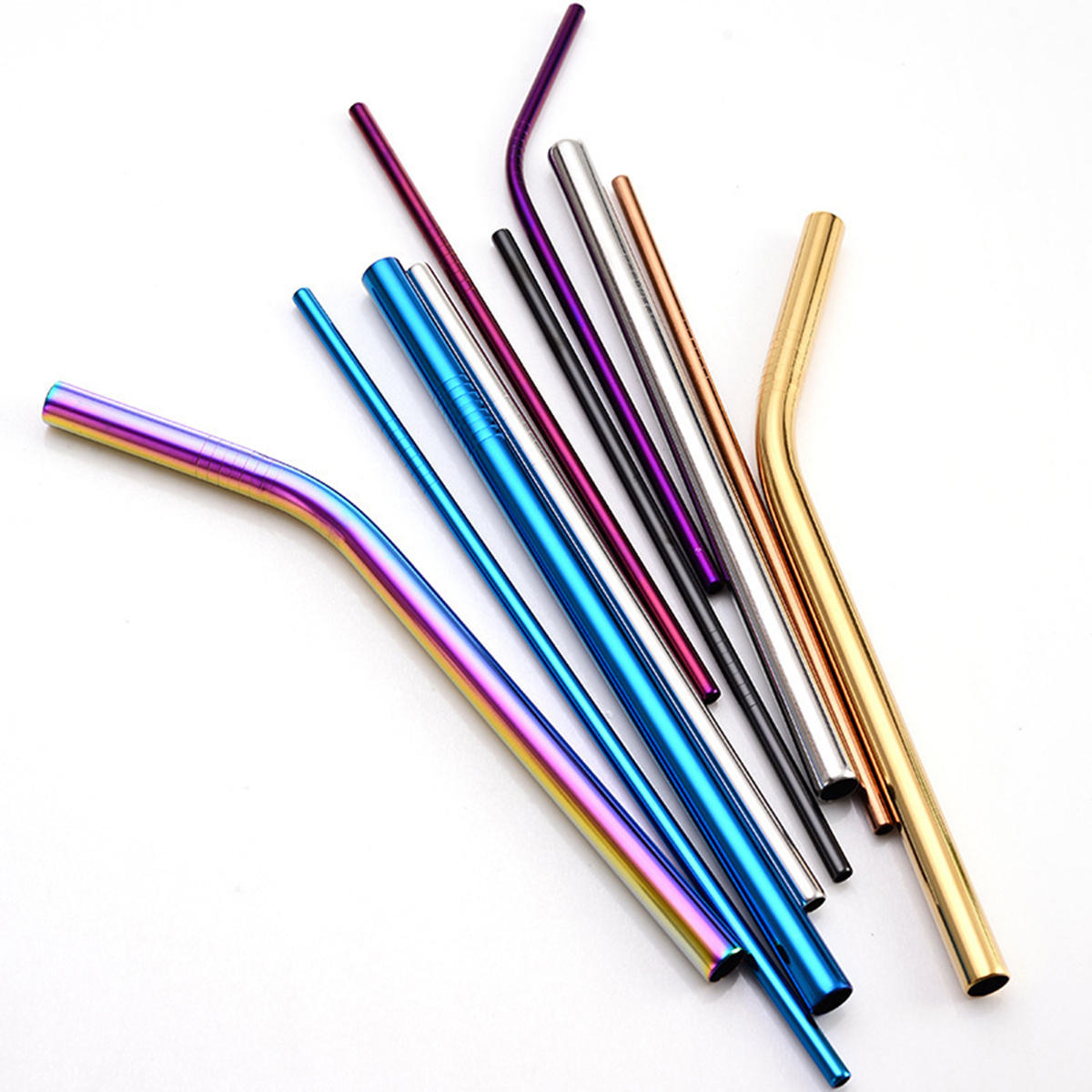 7 Color 215*6mm Reusable Stainless Steel Metal Drinking Straws