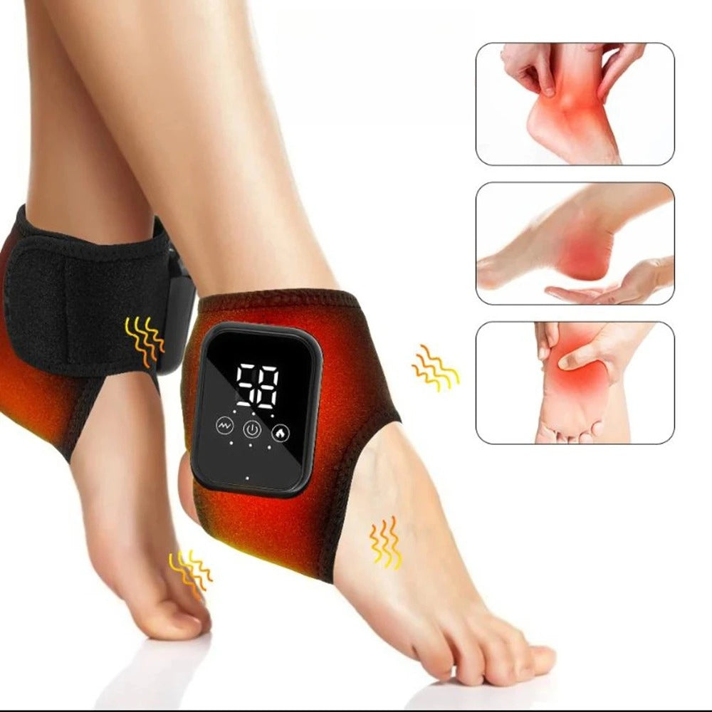 2PCS Cordless Ankle Massager with Heat & Vibration, Rechargeable Heated Foot Wrap for Pain Relief & Recovery (3 Levels)