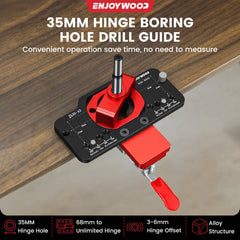 Aluminum Alloy 35MM Hinge Boring Drill Guide Jig with Clamp for Woodworking Cabinet Door Installation