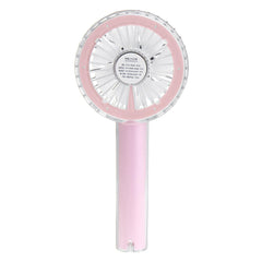 2-in-1 USB Rechargeable Mini Handheld Fan with Mirror and Light - Portable Desk and Personal Cooling Fan