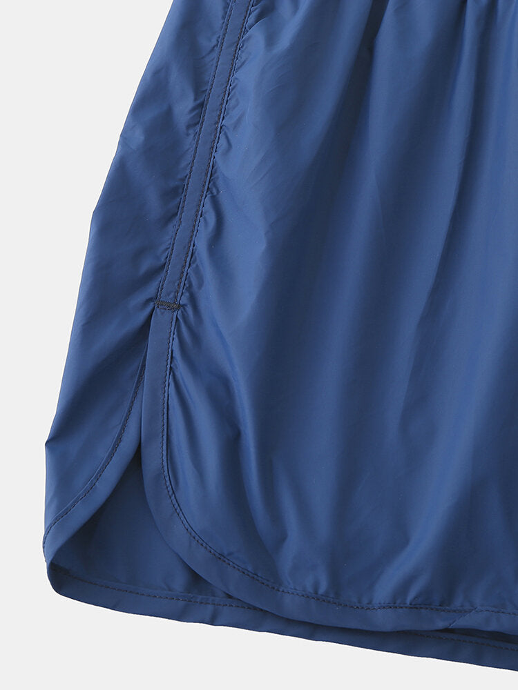Schnelltrocknende, einfarbige Strand-Boardshorts für Herren mit Kompressionsfutter und Kordelzug