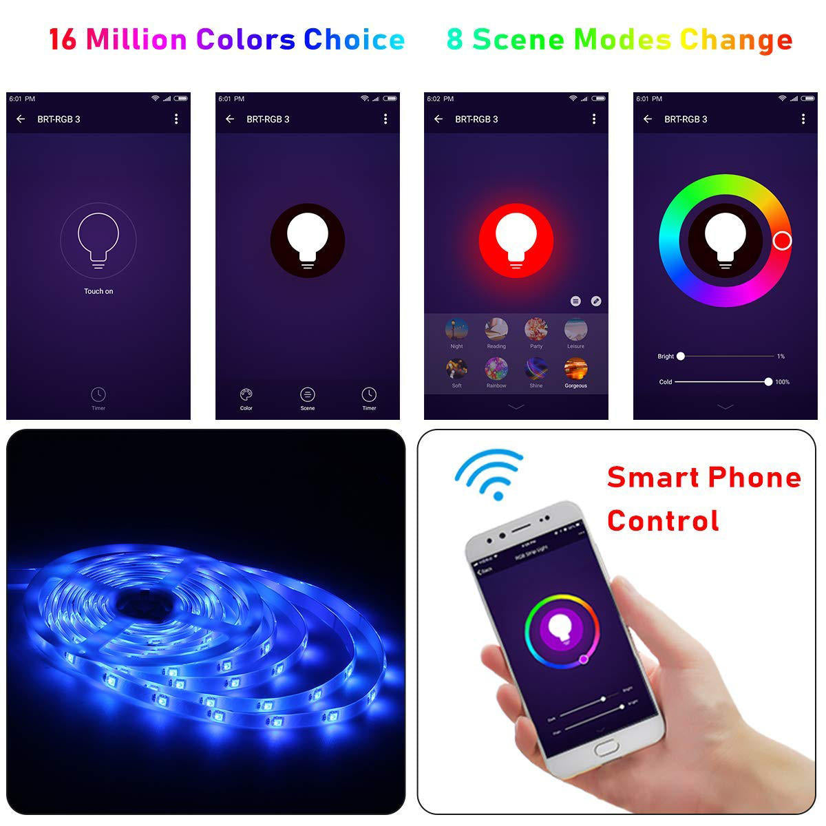 DC5V wasserdichter USB-RGB-LED-Lichtstreifen 1M-5M 5050 SMD Bluetooth-Steuerung für TV-/Computer-Hintergrundbeleuchtung