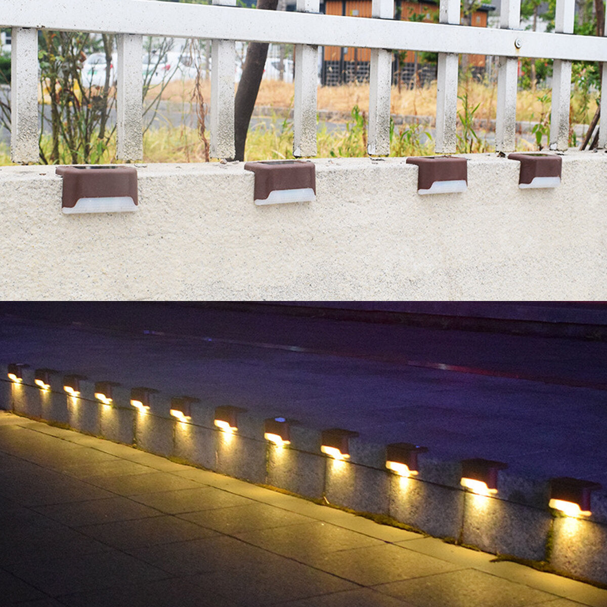 12PCS Solar Powered LED Step Lights for Stairs, Fence, Deck, and Outdoor Path