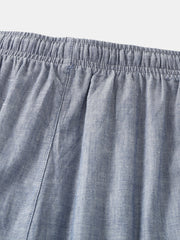 Men's Cotton Plaid Pajama Pants with Drawstring and Pockets - Casual Homewear