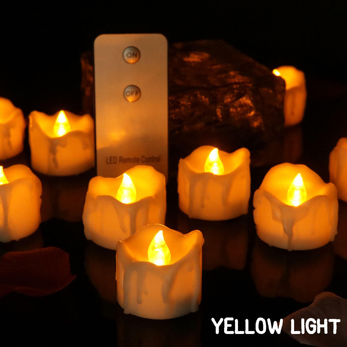 12PCS LED Flickering Tea Light Candles with Remote Control for Home, Garden, and Balcony Decor