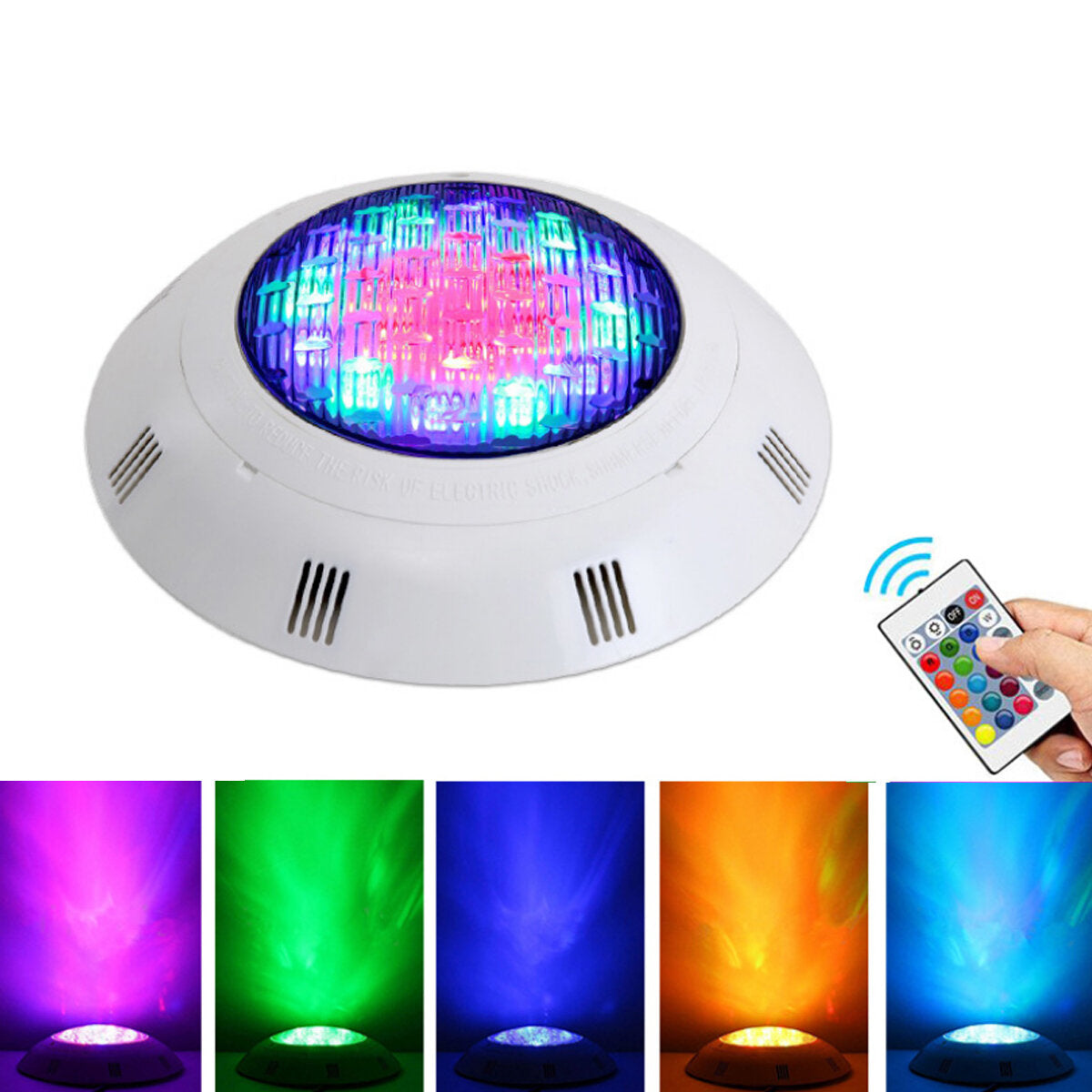 12V RGB LED Swimming Pool Light Bulb, 24W/36W, Underwater Decor, IP68, Remote Control Included