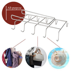 12 Stainless Steel Hooks Kitchen Storage Rack - Cupboard, Shelf, Dish Hanger, Chest Storage