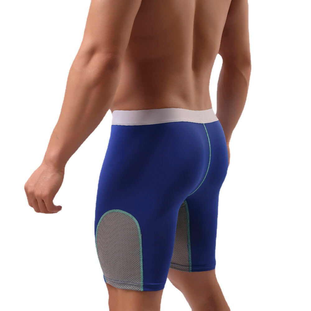 Herren Atmungsaktive Mesh Splice Elastische U Konvexen Beutel Fitness Sport Boxer Unterwäsche