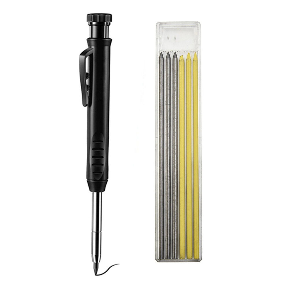 Carpenter Pencil with Sharpener - Multi-Color Refills for Woodworking Marking