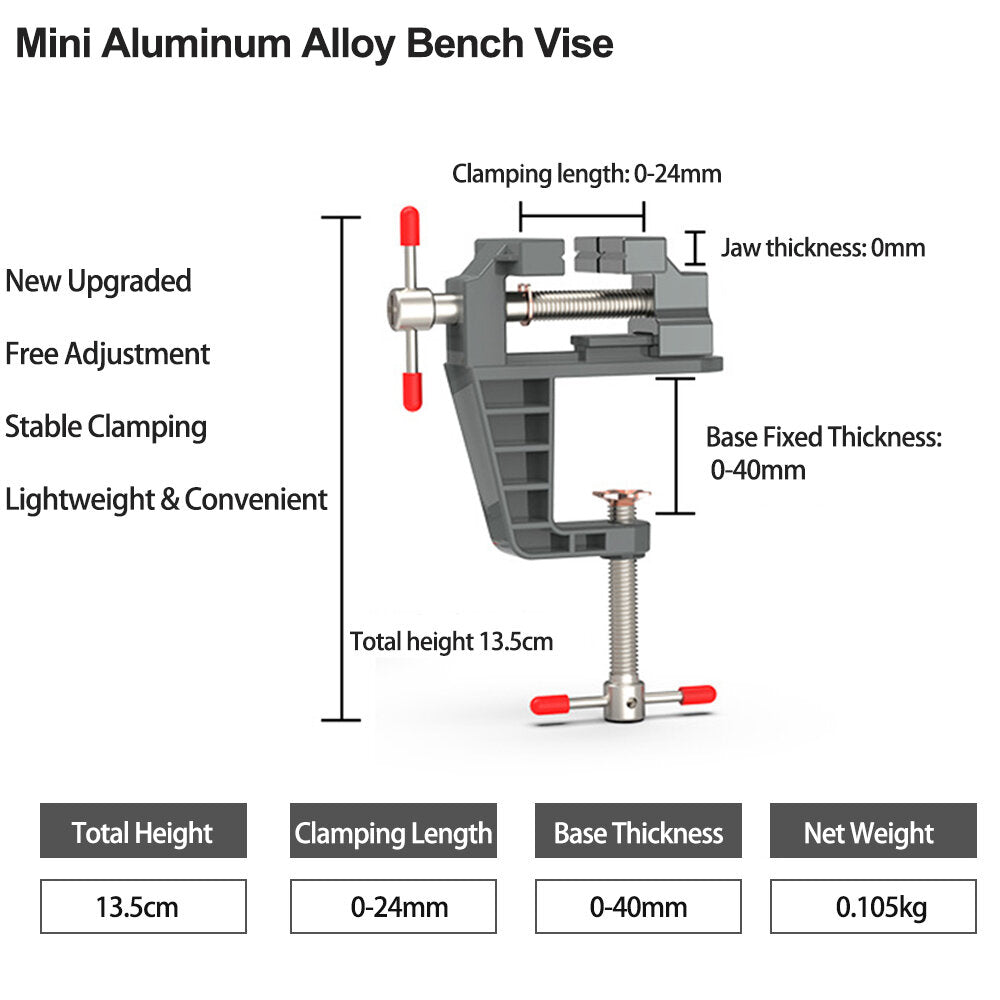 Mini-Schraubstock aus Aluminium für Holzbearbeitung, Metallbearbeitung, Schneiden und Bohren – 1 Stück