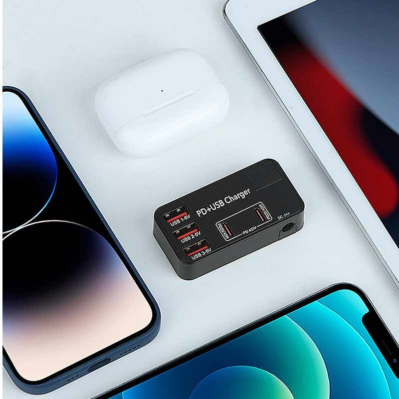 60W 5-Port USB-C/USB-A Desktop Charger, EU Plug for iPhone, Samsung, Huawei, Redmi