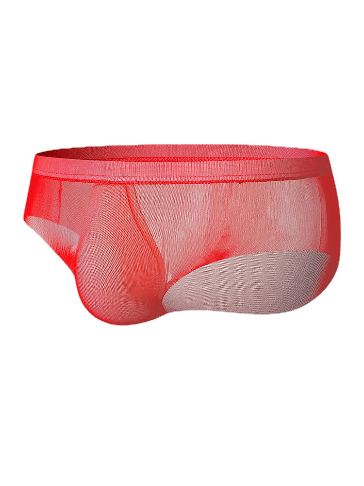 Durchsichtige, atmungsaktive Herren-Home-Slips in Volltonfarbe mit mittlerer Taille und voller Hüfte