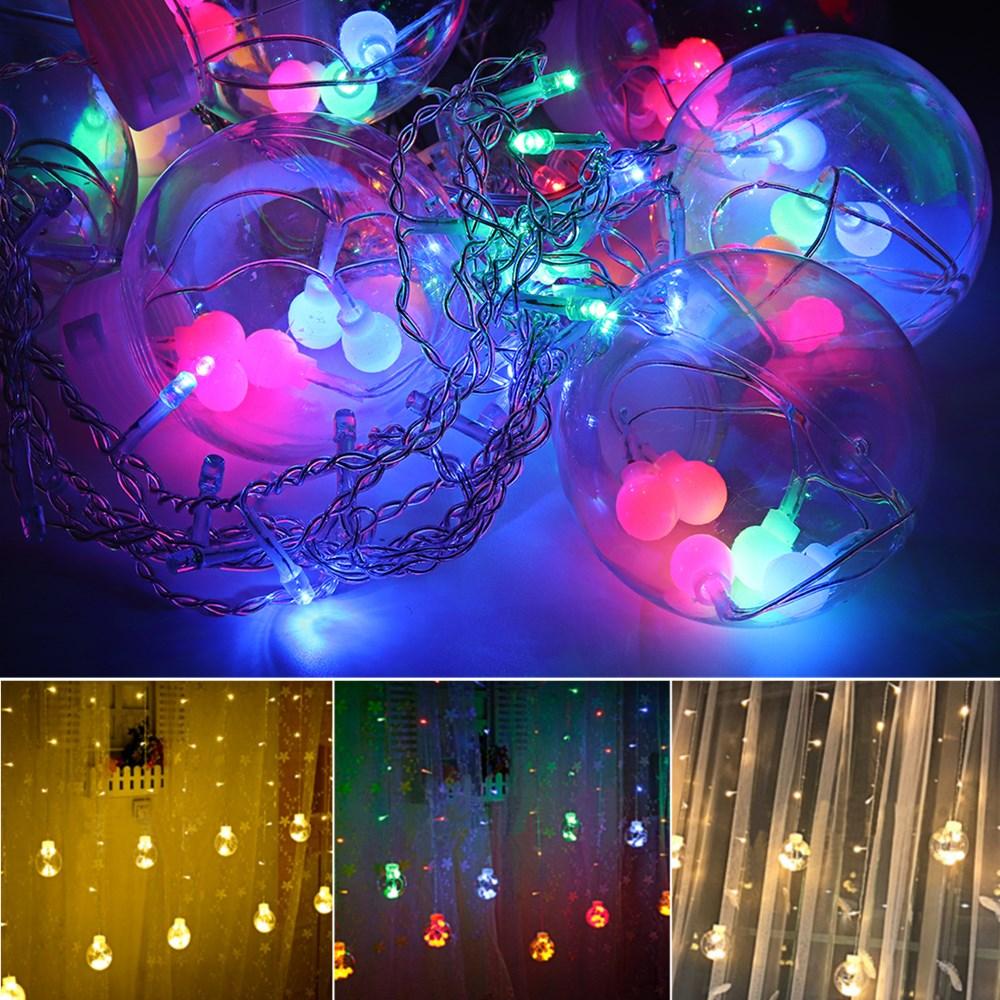 2.5M Warm White LED Curtain Fairy Lights - Colorful Christmas String Lights for Home, Wedding, Party, Holiday Decor, EU Plug