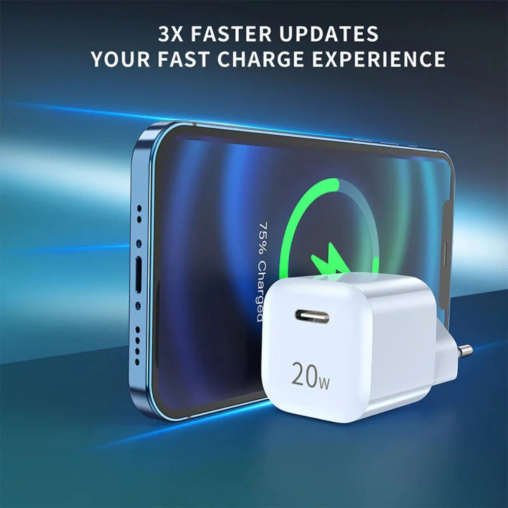 Fast USB PD Wall Charger EU Plug for iPhone 14 Pro Max, Huawei Mate50, Samsung S23