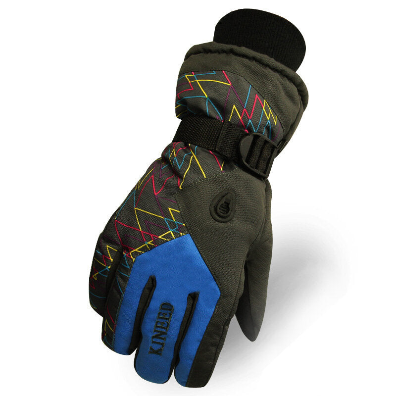 Men's Waterproof Thermal Winter Skiing Gloves - Warm Snowboard, Running, and Bike Mittens