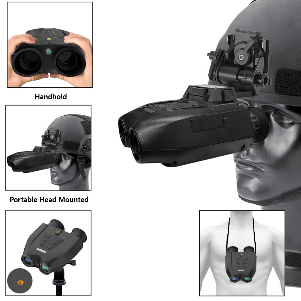 Dual Tube Night Vision Scope, 300m Infrared, 2.5k Ultra HD, Head-mounted Hunting Telescope