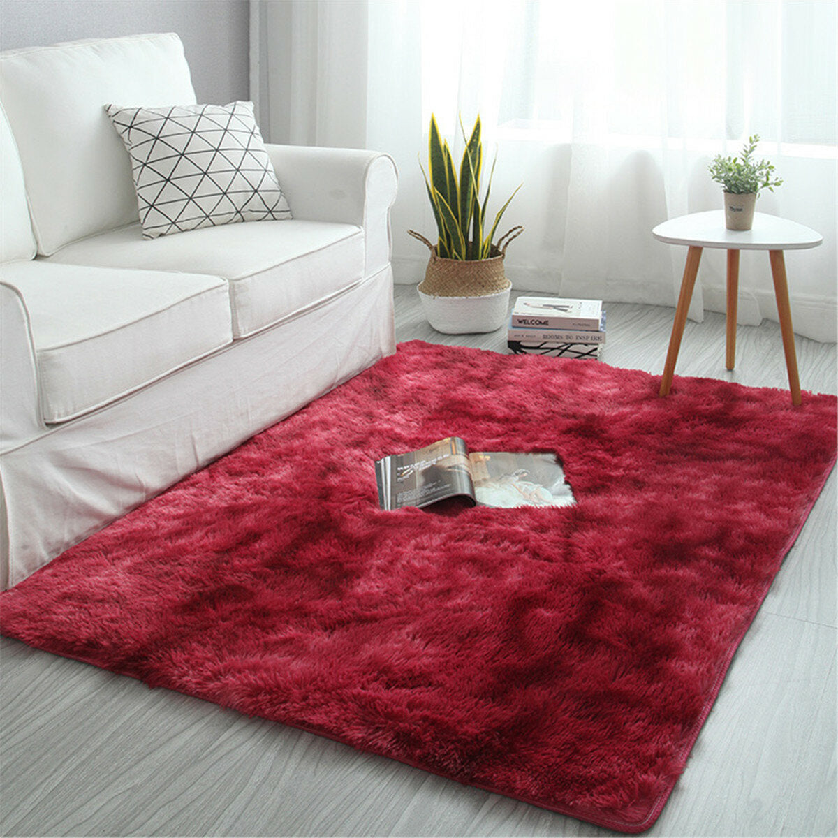 150x240cm Tie-Dyed Gradient Long-Haired Anti-Slip Carpet for Bedroom, Living Room, Study Room