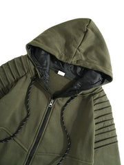 Men's Cotton Zip Front Hooded Sweatshirt & Sweatpants Solid Two-Piece Outfit