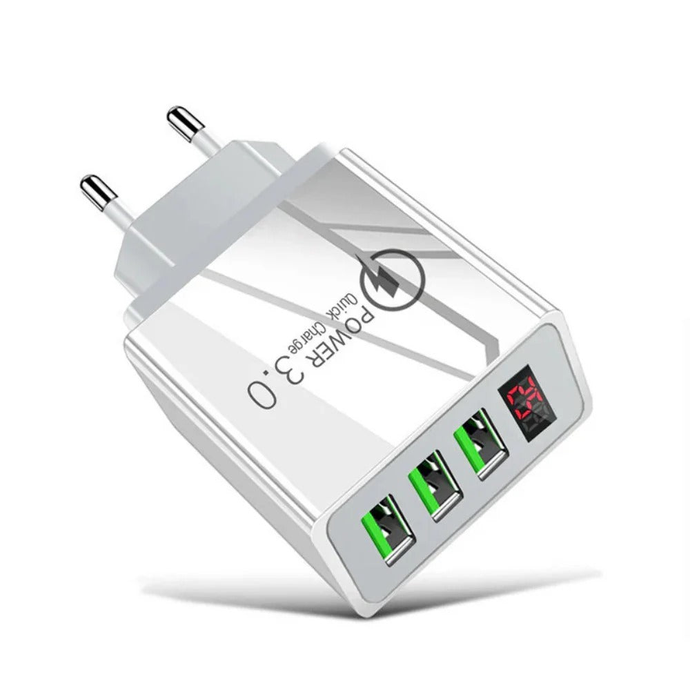 3-Port 3.1A USB-Schnellladegerät-Adapter mit EU-Stecker für iPhone, Huawei, Xiaomi, Samsung