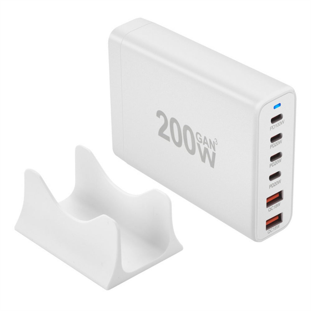 200 W GaN 6-Port USB PD-Schnellladegerät für iPhone, Huawei, Samsung