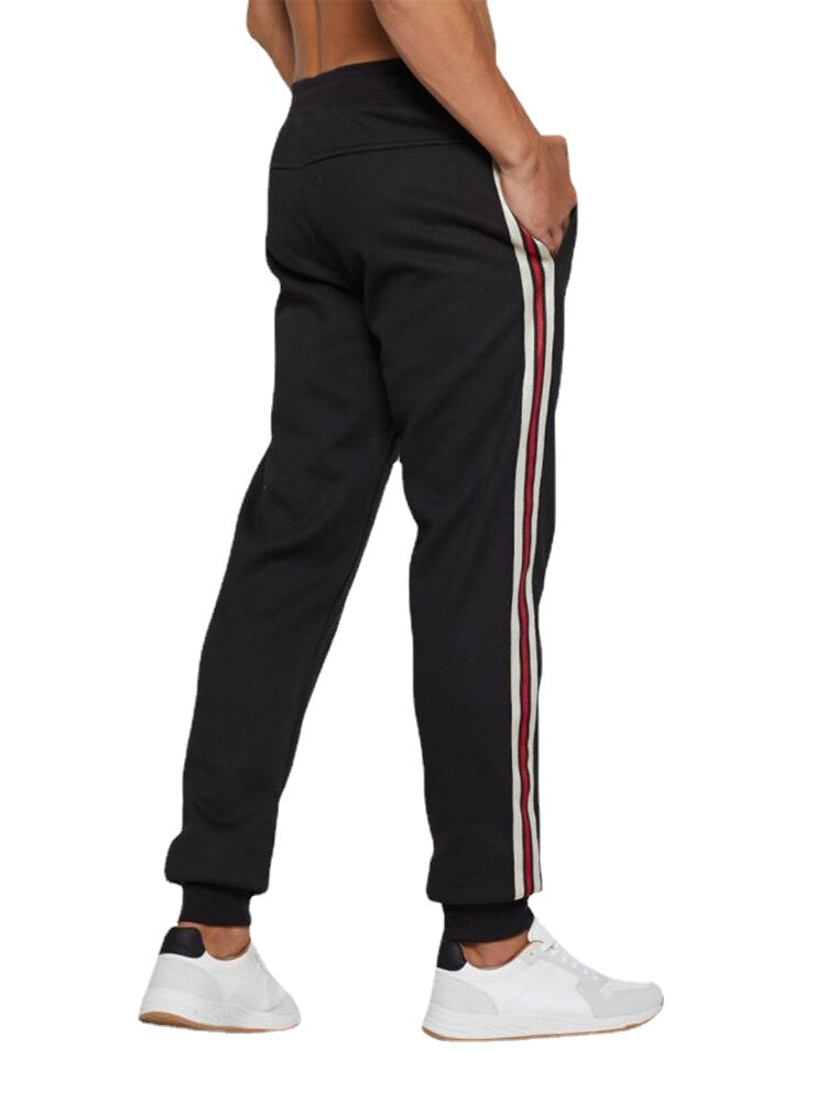 Herren Jogginghose mit seitlichen Streifen, dick, sportliche Passform, Kordelzug, mittlere Taille