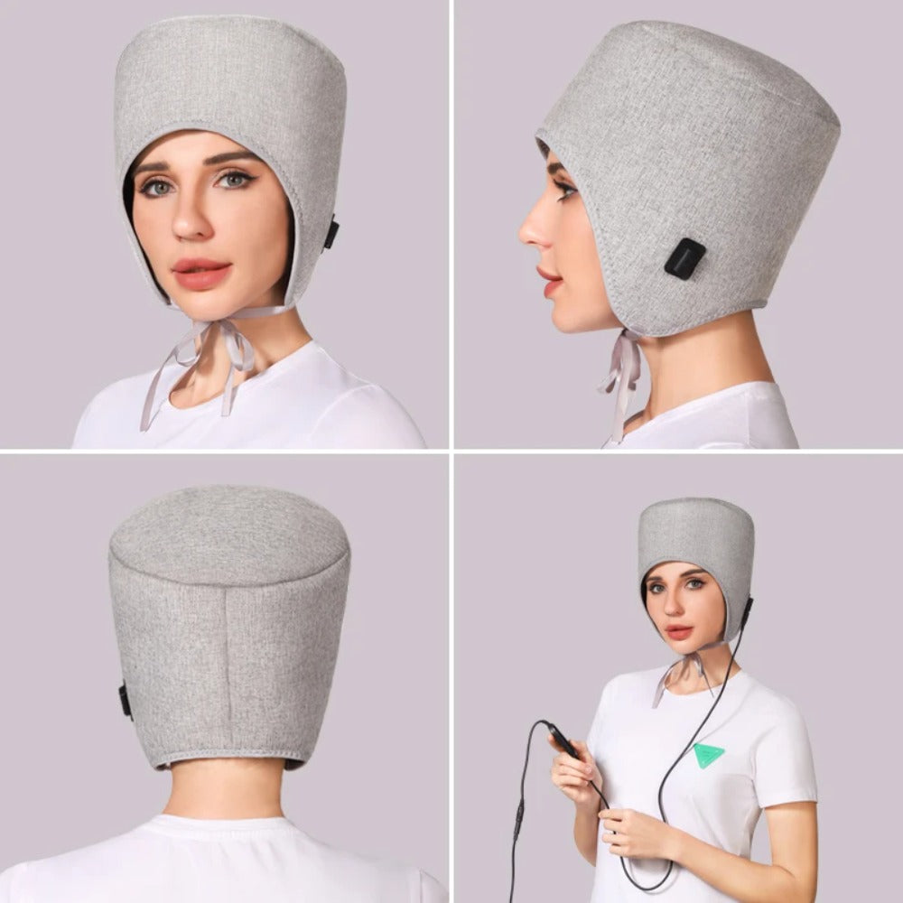 Red Light Therapy Hat for Migraine Relief, 24V Heated Head Wrap for Tension Headache, Rheumatic Pain & Stress (65°C Max)