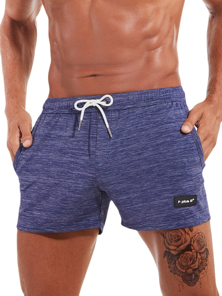 Men's Quick Dry Solid Color Sport Shorts with Pockets and Drawstring