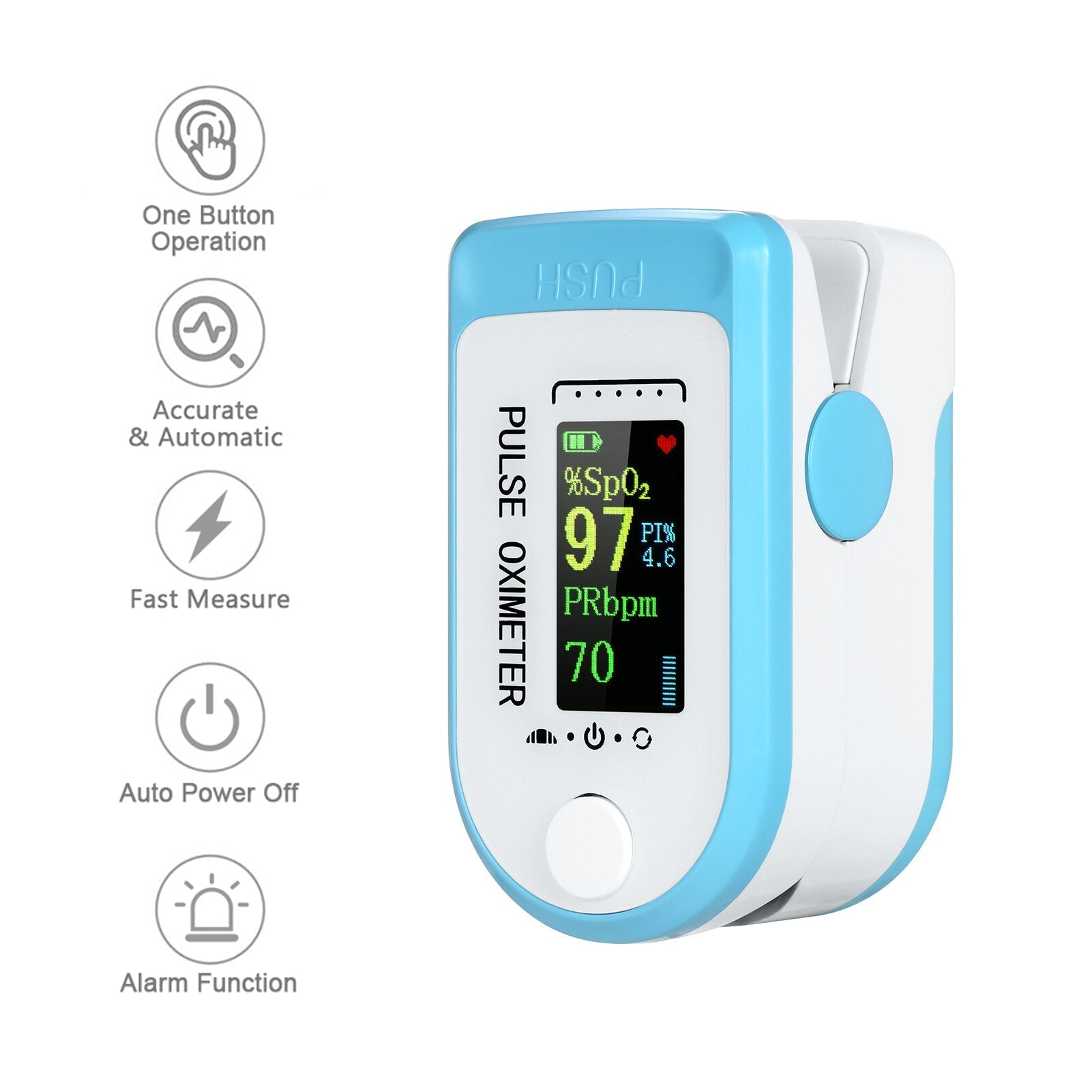 Bluetooth Fingertip Pulse Oximeter SpO2 PR PI for Android iOS - Blood Oxygen Saturation & Heart Rate Detection