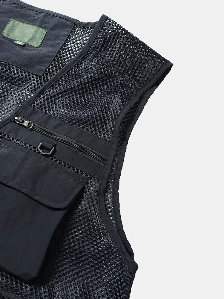 Herrenweste aus gespleißtem Mesh mit mehreren Taschen und Reifrock