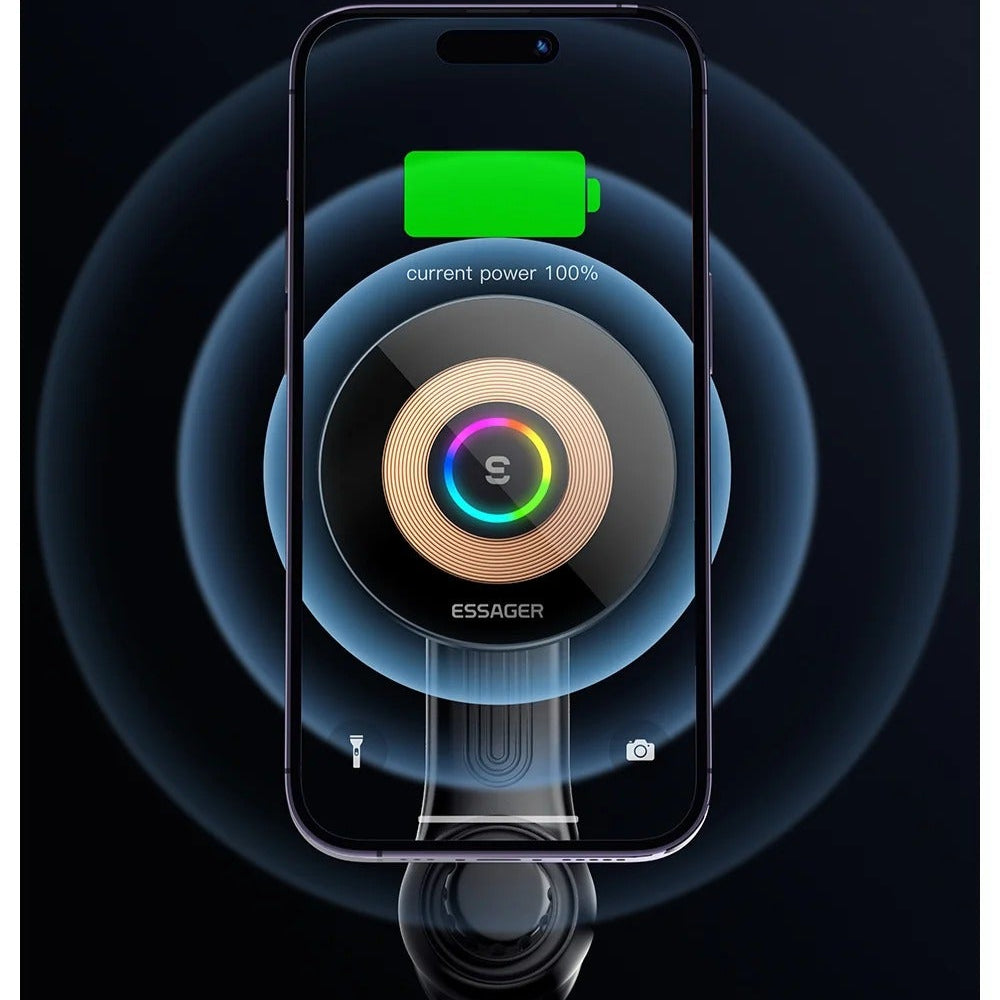 Magnetic RGB 15W Wireless Car Charger Mount for iPhone 14/13/12 Pro - Fast Charging & Secure Mounting