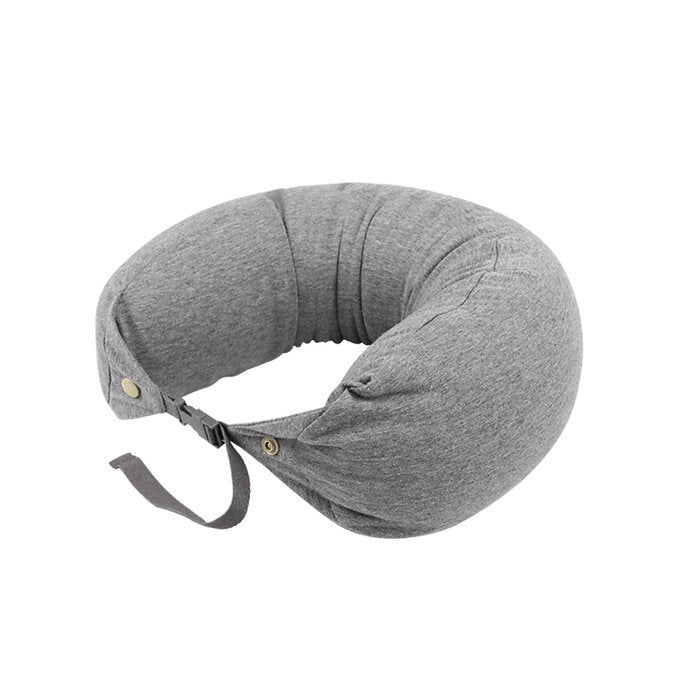 Multi-functional U-shaped Travel Neck Pillow with Buckle - Soft and Protective Microparticles