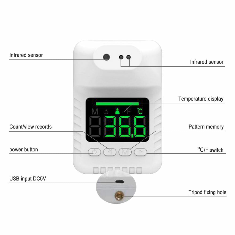 Berührungsloses, intelligentes Infrarot-Stirnthermometer mit Sprachübertragung für 15 Länder – hochpräziser, tragbarer Körpertemperaturdetektor