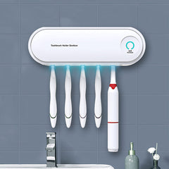 2-in-1 UV Toothbrush Sterilizer & Holder, Wall Mounted, 5 Slots, Automatic Drying & Antibacterial Cleaner