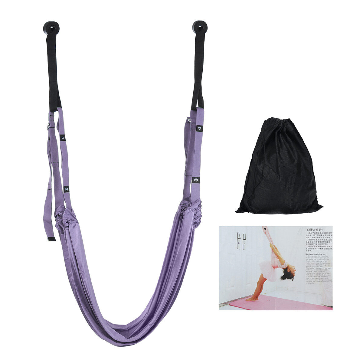 3.8x350cm Yoga Strap Inversion Sling for Pilates, Gymnastics, Vertical Swing - Polyester Cotton