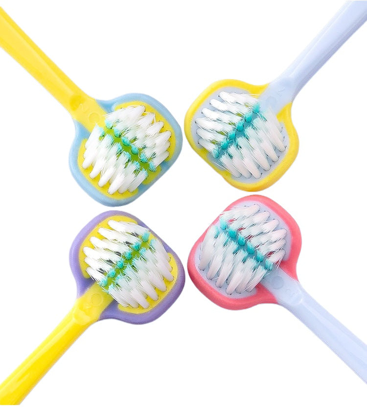 Children's 3-Sided Toothbrush - Soft Bristle for Ages 3-12, 2-Pack