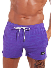 Men's Quick Dry Solid Color Sport Shorts with Pockets and Drawstring