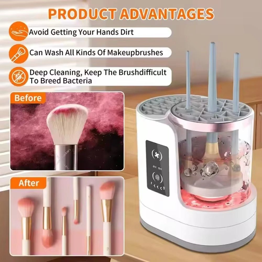 Electric Makeup Brush Cleaner, 3-in-1 Auto Clean & Dry, 5-Min Quick Clean System